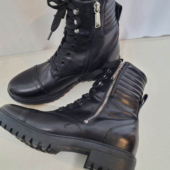 Blondo Mady Black Leather Waterproof Lace-Up Side Zip Combat Boots - Size 8 - Picture 9 of 16